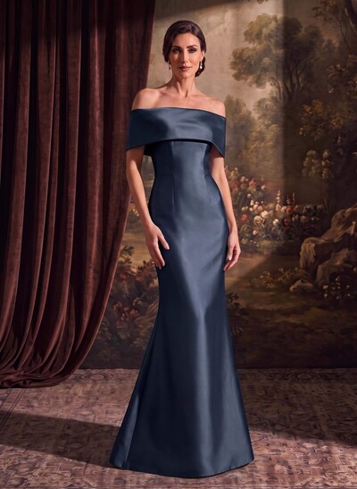 Sheath/Column Off-The-Shoulder Sleeveless Satin Mother Of The Bride Dresses