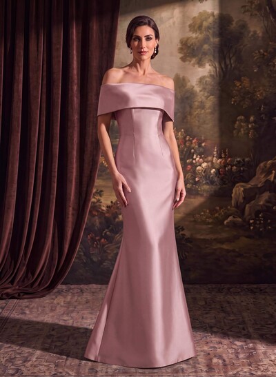 Sheath/Column Off-The-Shoulder Sleeveless Satin Mother Of The Bride Dresses