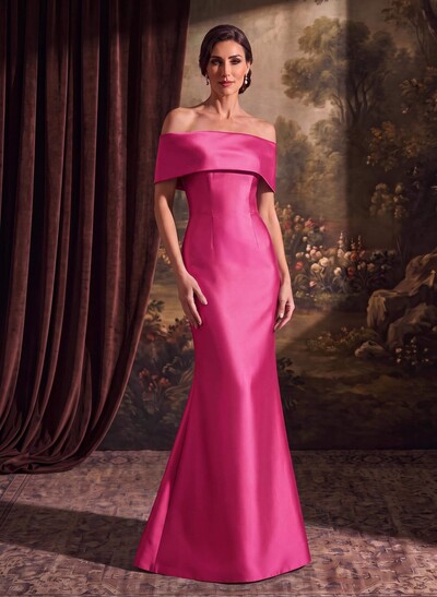 Sheath/Column Off-The-Shoulder Sleeveless Satin Mother Of The Bride Dresses