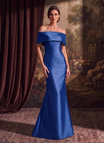 Sheath/Column Off-The-Shoulder Sleeveless Satin Mother Of The Bride Dresses