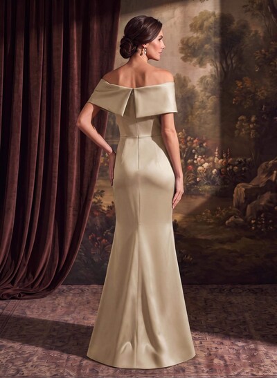 Sheath/Column Off-The-Shoulder Sleeveless Satin Mother Of The Bride Dresses