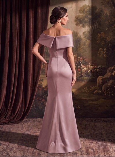 Sheath/Column Off-The-Shoulder Sleeveless Satin Mother Of The Bride Dresses