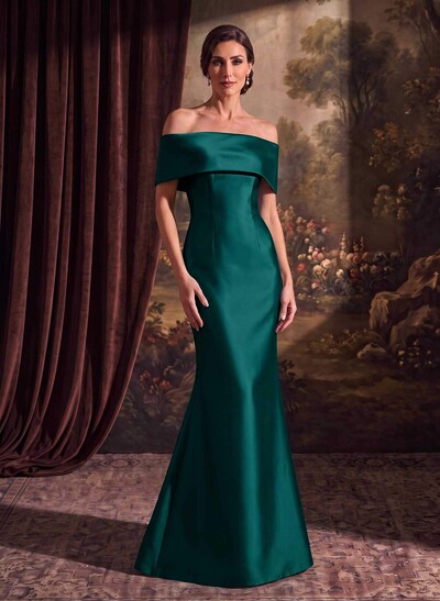Sheath/Column Off-The-Shoulder Sleeveless Satin Mother Of The Bride Dresses