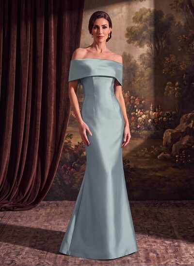Sheath/Column Off-The-Shoulder Sleeveless Satin Mother Of The Bride Dresses