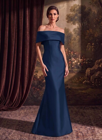 Sheath/Column Off-The-Shoulder Sleeveless Satin Mother Of The Bride Dresses