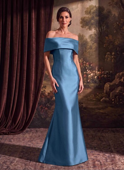 Sheath/Column Off-The-Shoulder Sleeveless Satin Mother Of The Bride Dresses