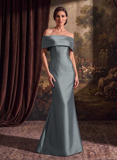Sheath/Column Off-The-Shoulder Sleeveless Satin Mother Of The Bride Dresses