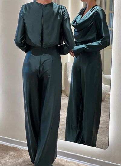 Jumpsuit/Pantsuit Cowl Neck Silk Like Satin Mother Of The Bride Dresses