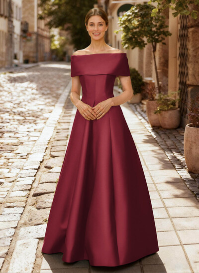 A-Line Off-The-Shoulder Sleeveless Floor-Length Evening Dresses