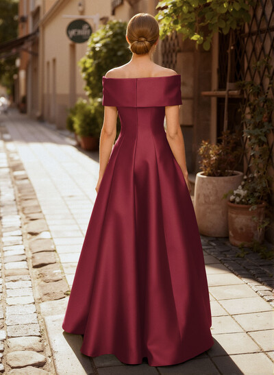 A-Line Off-The-Shoulder Sleeveless Floor-Length Evening Dresses
