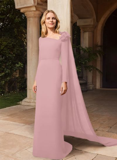 Asymmetrical Long Sleeves Elastic Satin Mother Of The Bride Dresses