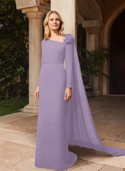 Asymmetrical Long Sleeves Elastic Satin Mother Of The Bride Dresses