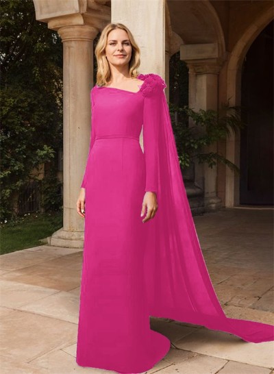 Asymmetrical Long Sleeves Elastic Satin Mother Of The Bride Dresses