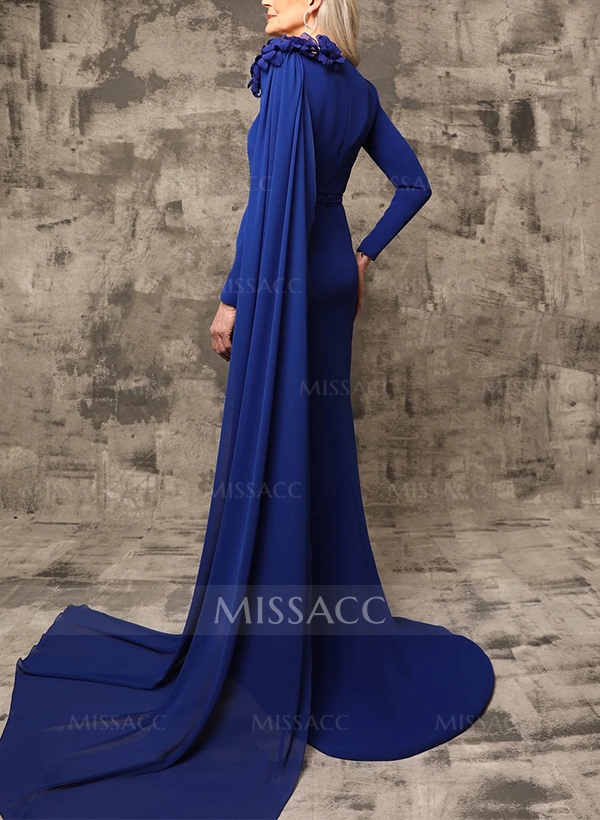 Asymmetrical Long Sleeves Elastic Satin Mother Of The Bride Dresses