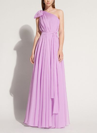 A-Line One-Shoulder Chiffon Mother Of The Bride Dresses With Bow(s)