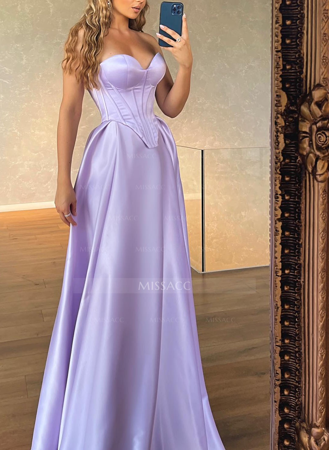 Sweetheart A-Line Satin Simple Prom Dresses