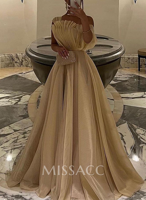 A-Line Asymmetrical Sleeveless Floor-Length Organza/Charmeuse Prom Dresses A-Line Asymmetrical Sleeveless Floor-Length Organza/Charmeuse Prom Dresses