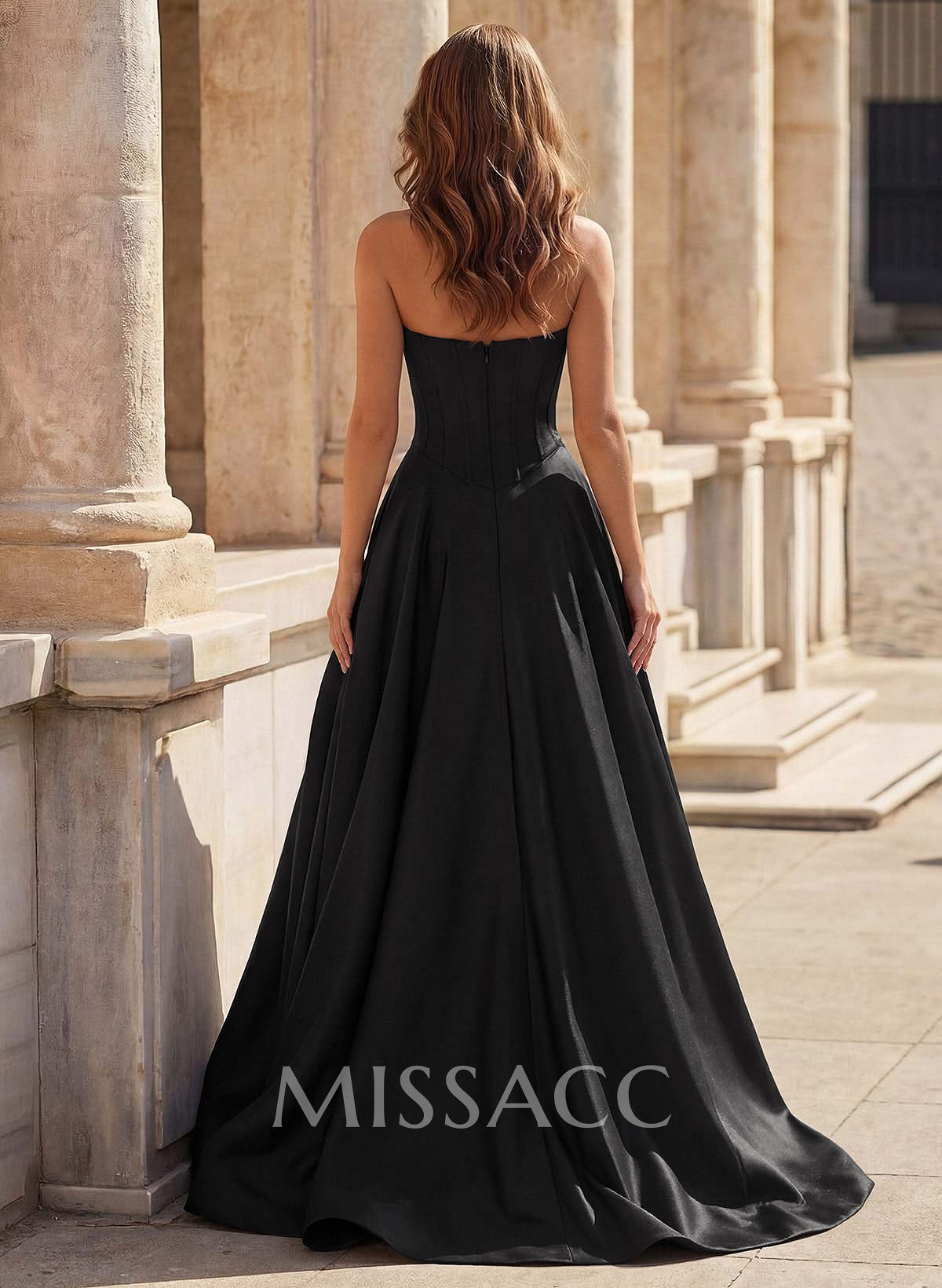 A-Line Square Neckline Sleeveless Satin Prom Dresses With Pockets A-Line Square Neckline Sleeveless Satin Prom Dresses With Pockets