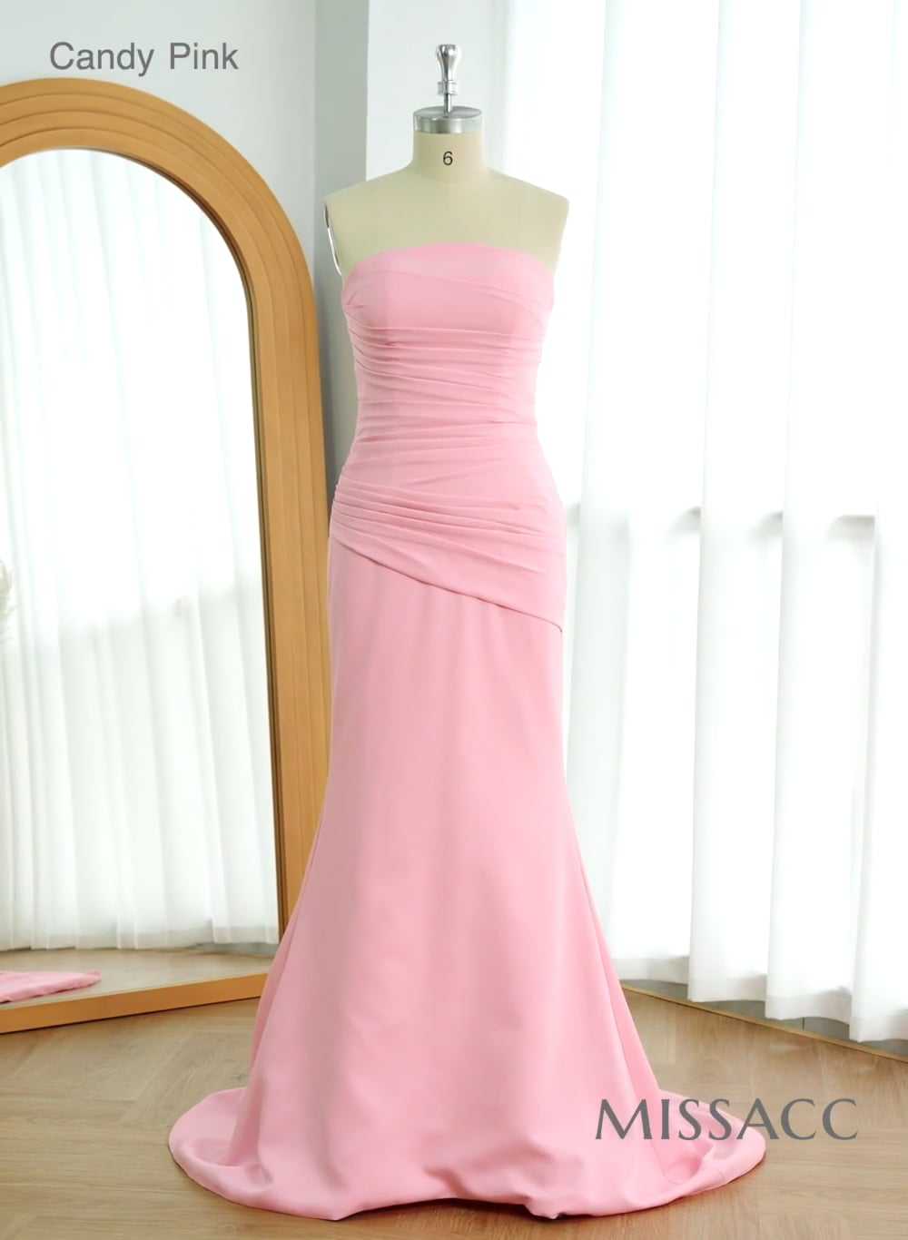 Trumpet/Mermaid Strapless Sleeveless Sweep Train Elastic Satin Prom Dresses
