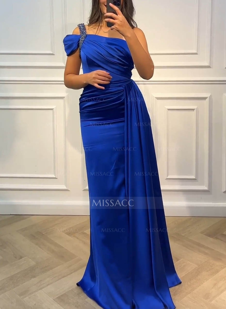 One-Shoulder Beading Sheath/Column Prom Dresses