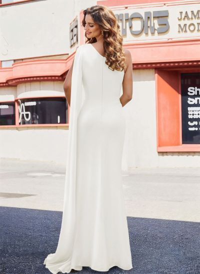 Sheath/Column One-Shoulder Sleeveless Floor-Length Chiffon Prom Dresses