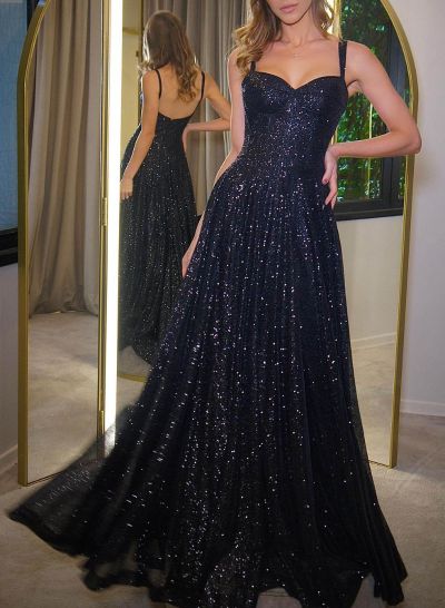 Sparkly Sequined A-Line Prom Dresses
