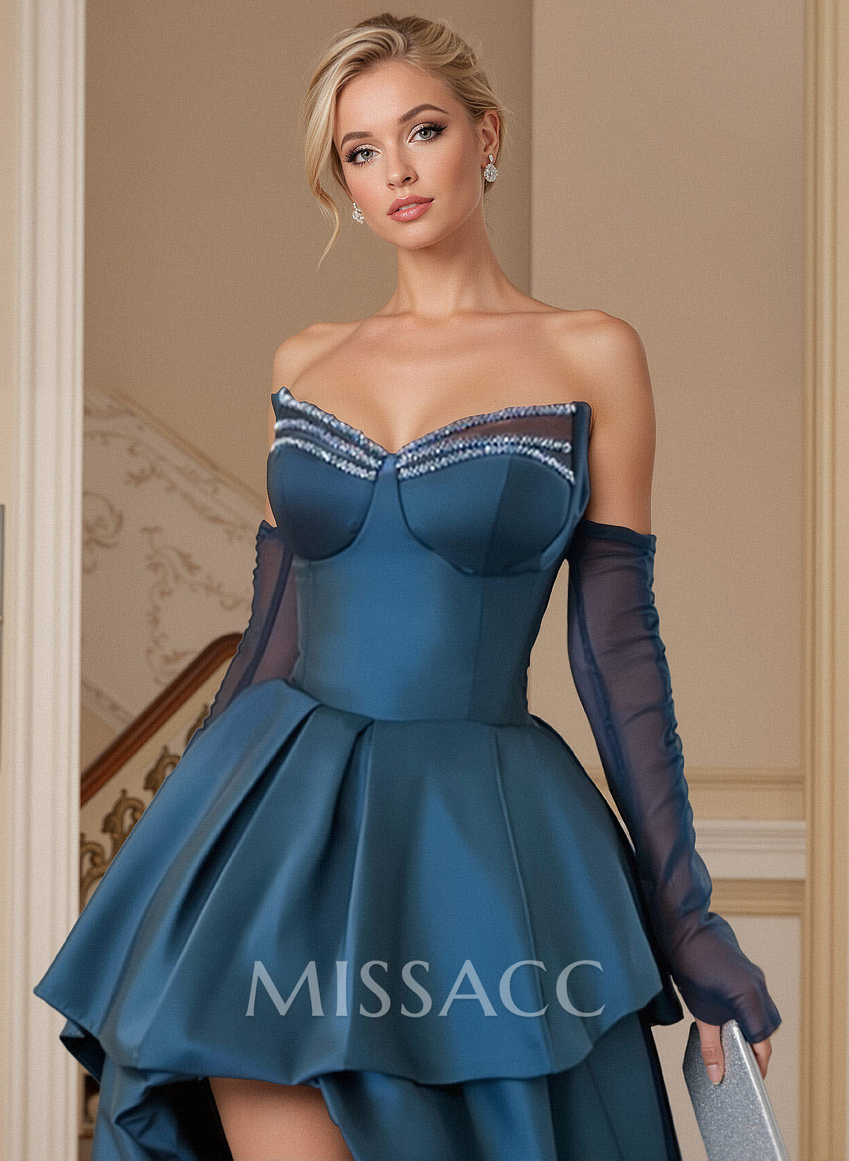 Ball-Gown Sweetheart Sleeveless Sweep Train Satin Prom Dresses