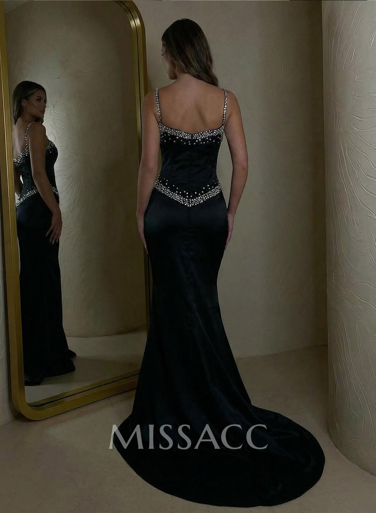 Sparkly Fitted Glitter Spaghetti Straps Trumpet Prom Dresses With Corset Sparkly Fitted Glitter Spaghetti Straps Trumpet Prom Dresses With Corset