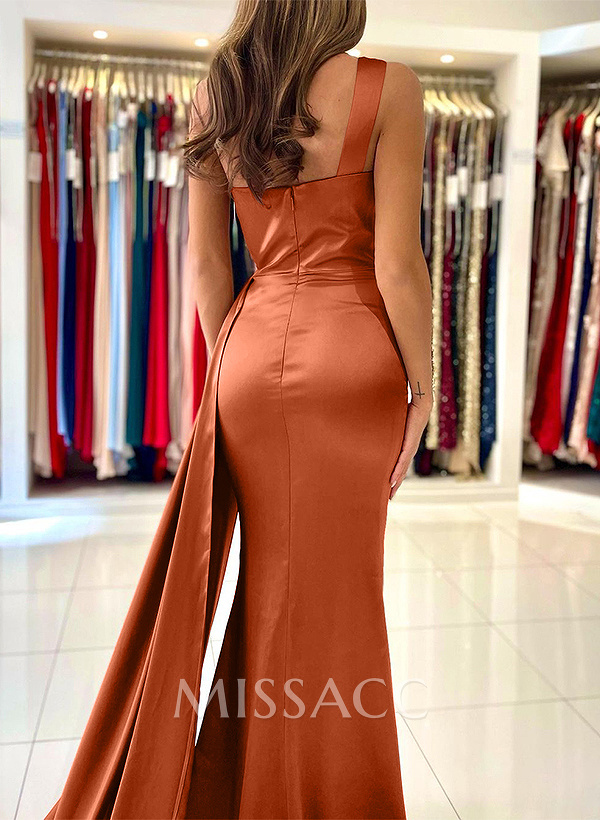 Sheath/Column One-Shoulder Sleeveles Silk Like Satin Prom Dresses