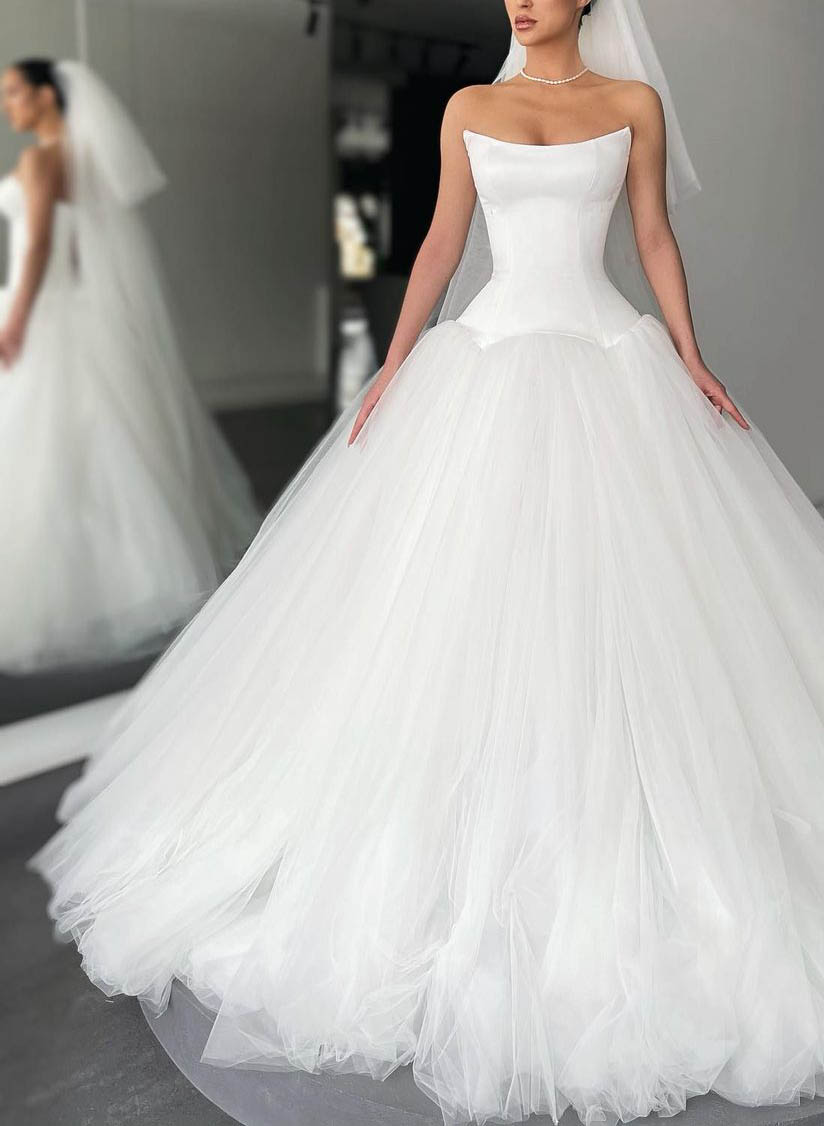 Strapless Ball-Gown Simple Vintage Wedding Dresses