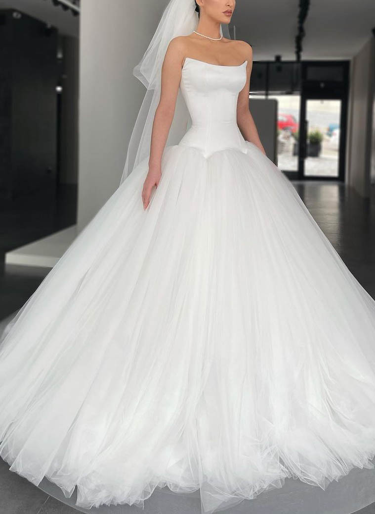 Strapless Ball-Gown Simple Vintage Wedding Dresses