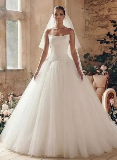 Strapless Ball-Gown Simple Vintage Wedding Dresses
