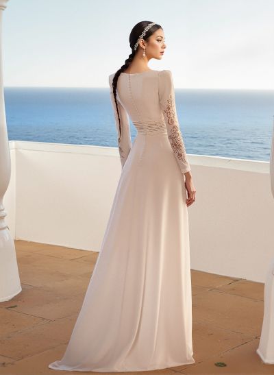 Jumpsuit/Pantsuit V-Neck Lace Long Sleeves Wedding Dresses