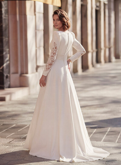 Jumpsuit/Pantsuit V-Neck Lace Long Sleeves Wedding Dresses