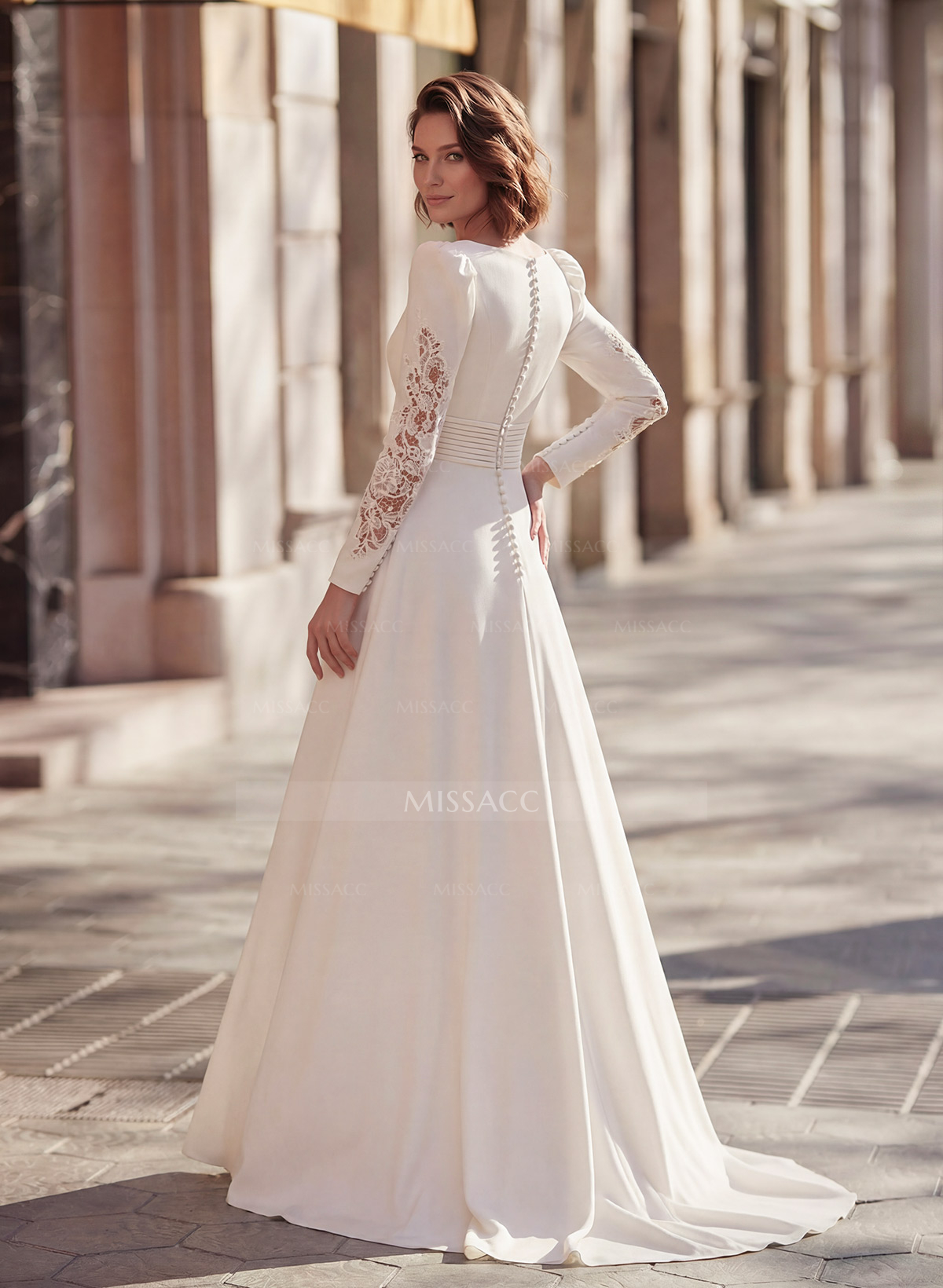 Jumpsuit/Pantsuit V-Neck Lace Long Sleeves Wedding Dresses