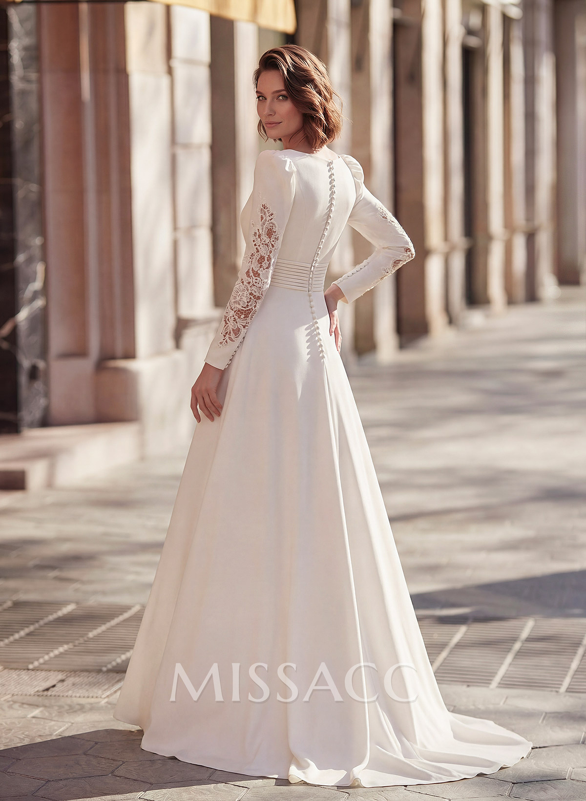 Jumpsuit/Pantsuit V-Neck Lace Long Sleeves Wedding Dresses