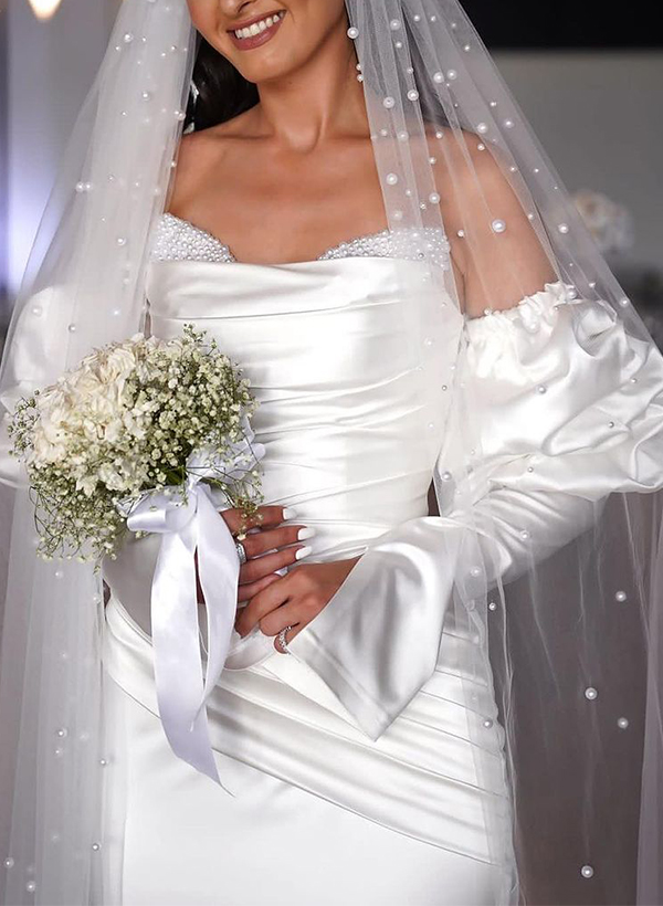Sheath/Column Sweetheart Sleeveless Satin Wedding Dresses With Beading
