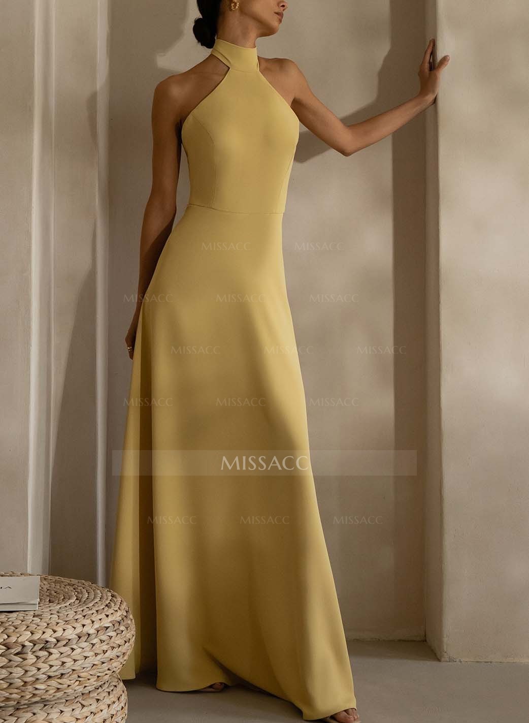 Halter Open Back A-Line Bridesmaid Dresses