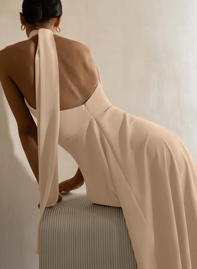 Halter Open Back A-Line Bridesmaid Dresses