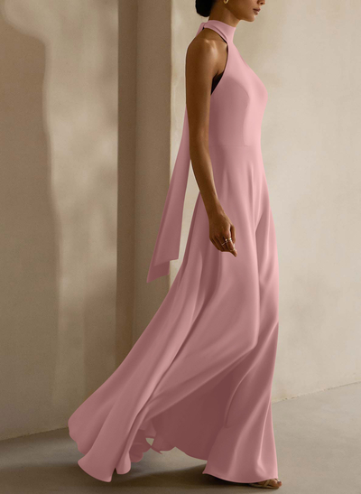 Halter Open Back A-Line Bridesmaid Dresses