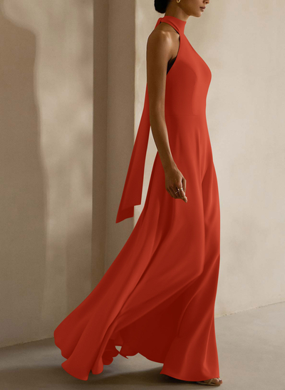 Halter Open Back A-Line Bridesmaid Dresses