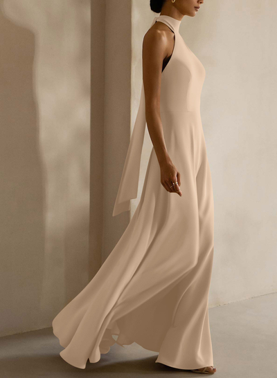Halter Open Back A-Line Bridesmaid Dresses