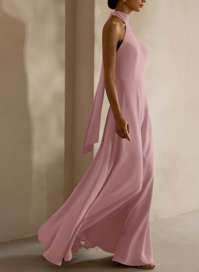 Halter Open Back A-Line Bridesmaid Dresses