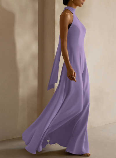 Halter Open Back A-Line Bridesmaid Dresses