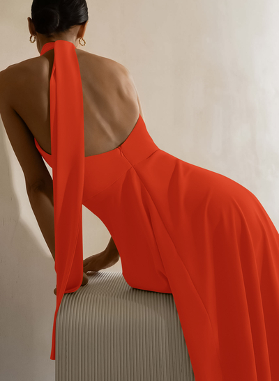 Halter Open Back A-Line Bridesmaid Dresses