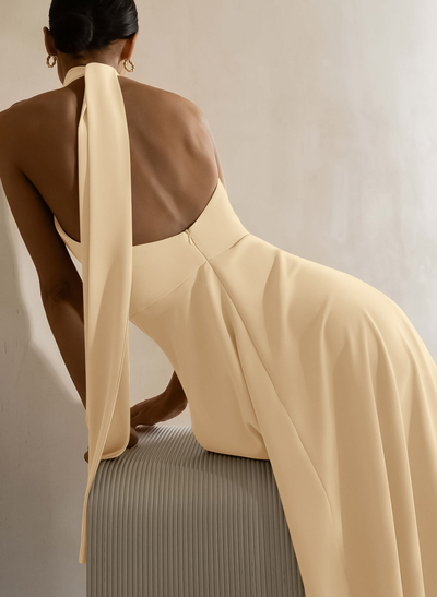 Halter Open Back A-Line Bridesmaid Dresses
