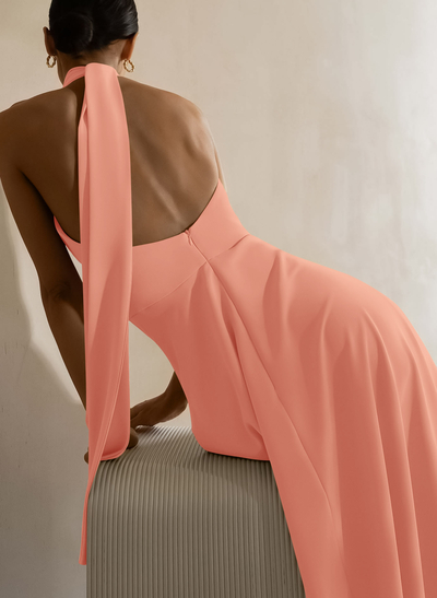 Halter Open Back A-Line Bridesmaid Dresses