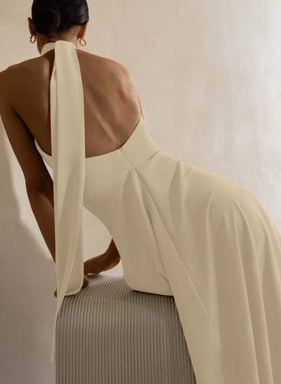 Halter Open Back A-Line Bridesmaid Dresses