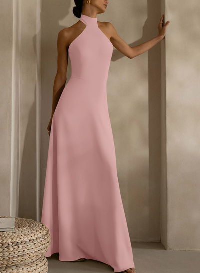 Halter Open Back A-Line Bridesmaid Dresses