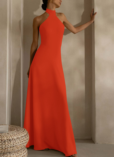 Halter Open Back A-Line Bridesmaid Dresses